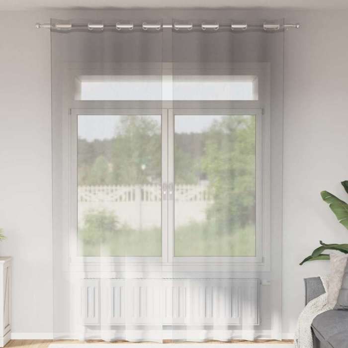 VidaXL Rideaux en voile avec œillets 2 pcs gris clair 140x260 cm, rideau en filet, rideau transparent, voile de fenêtre, 4102111
