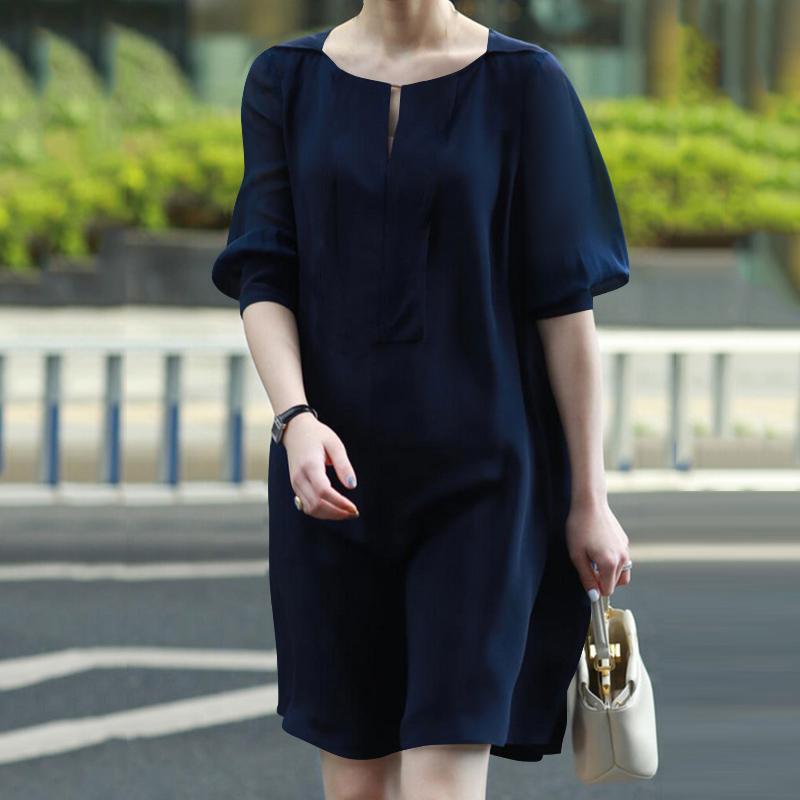 

VONDA Женские летние платья с круглым вырезом и короткими рукавами 5XL темно-синий