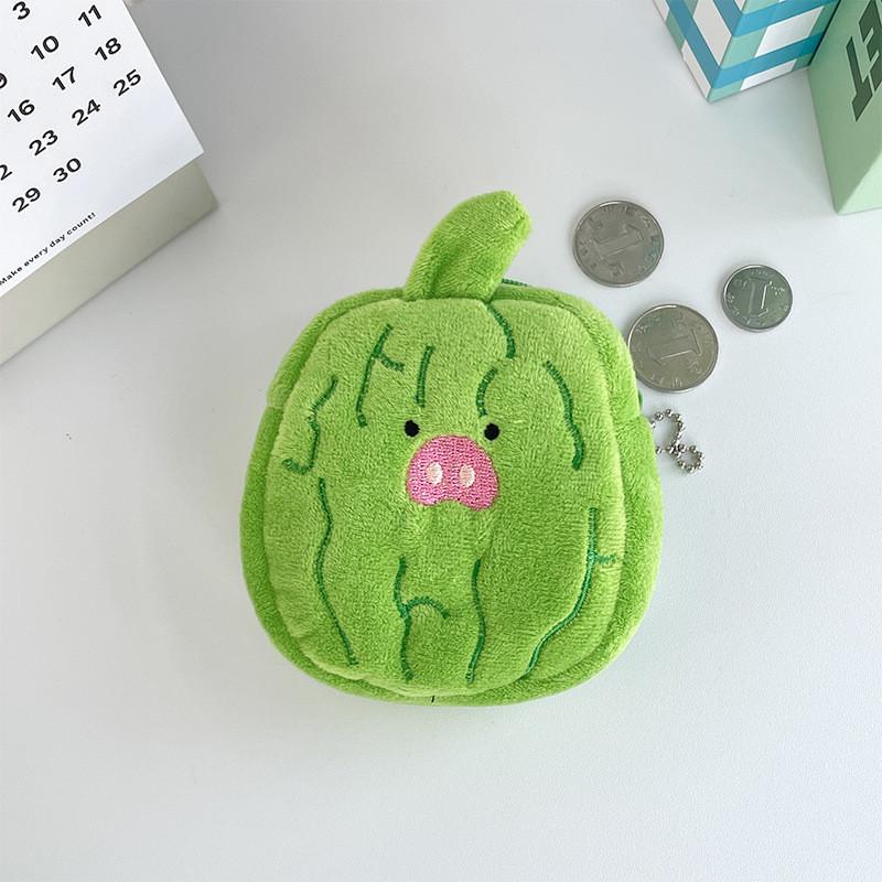 Soft Funny Creative Vegetable Plush Wallet Pendant Lovely Bitter Melon Keychain Green Doll Decorate Birthday Gift