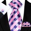 3-teiliges Set: Rosa Krawatte, Einstecktuch, Manschettenknöpfe für Herren, Jacquard, Floral, Karomuster, Uni, 8CM Krawatte für Herren, Hochzeit, Geschäftsfeier