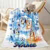 Soccer Fun Bluey Personalized Name Blanket Cozy Customizable Blanket Soft Warm Cozy for Seaside Office Picnics Couch for All Occasions