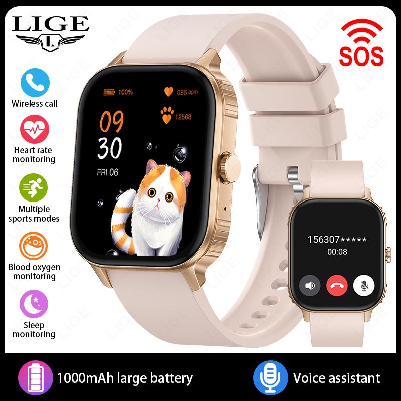 

New 1000mAh Large Battery Smart Watch Men Outdoor IP68 Sports Fitness Tracker Voice Call 2.04 HD Smartwatch Women Bracelet 1000mAh Big Battery розовый
