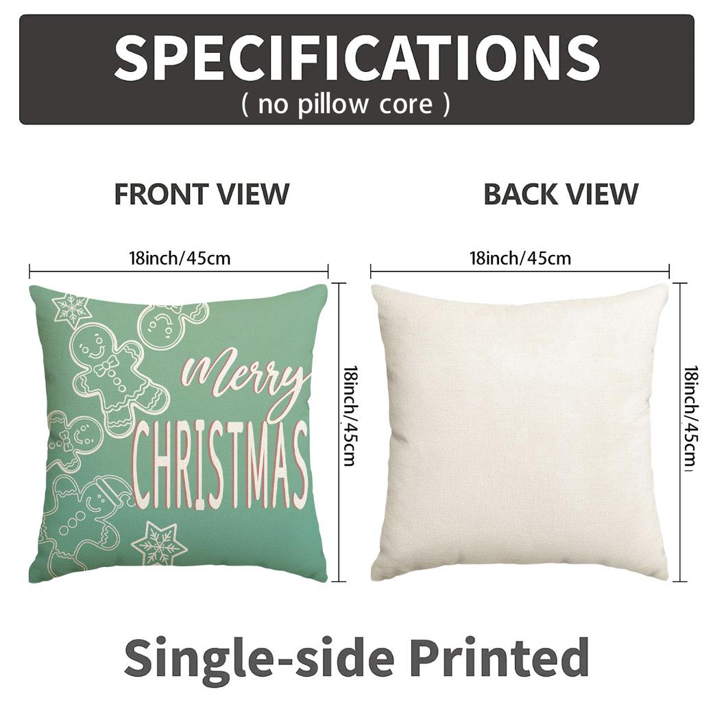 1/4Pcs Christmas Pillowcases, Gingerbread Man Cartoon Cushion Covers, Christmas Decorations, Farmhouse Sofas, Home Decor