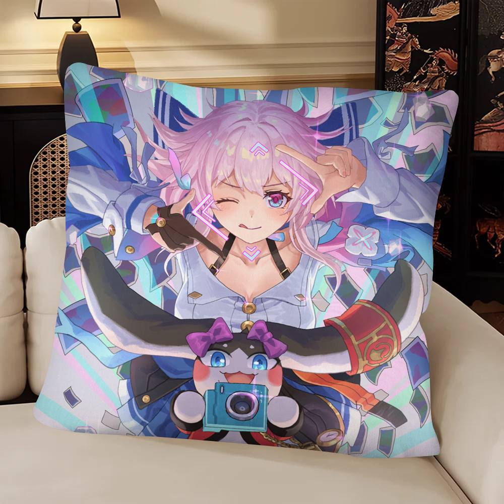 Game Honkai Star Rail March th Pillow Case Fashion Square Pillowcase Bedroom Sofa Room Ins Decoration Leisure