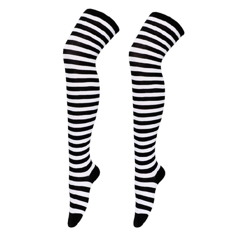 Damen Gestreifte Overknee Oberschenkelhohe Lange Socken für Weihnachts-Feierparty