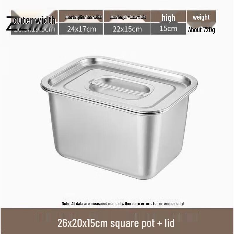 Прямоугольный глубокий поднос для сервировки из нержавеющей стали с крышкой