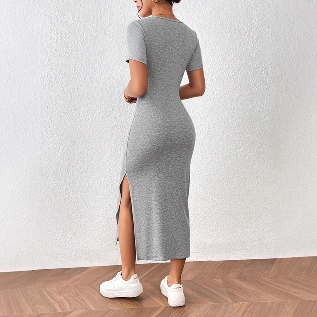 Zattcas Womens Maxi Dress Short Sleeve Casual Summer Smocked Dress
