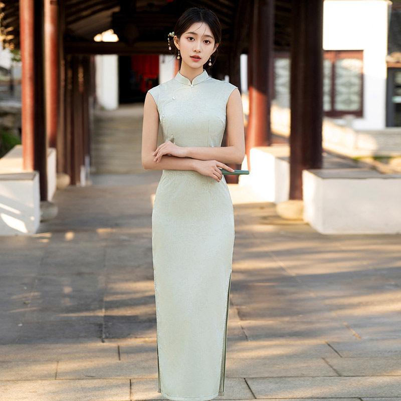 Red sleeveless national style new Chinese Suzhou long cheongsam improved young 1011 new women's high sense summer