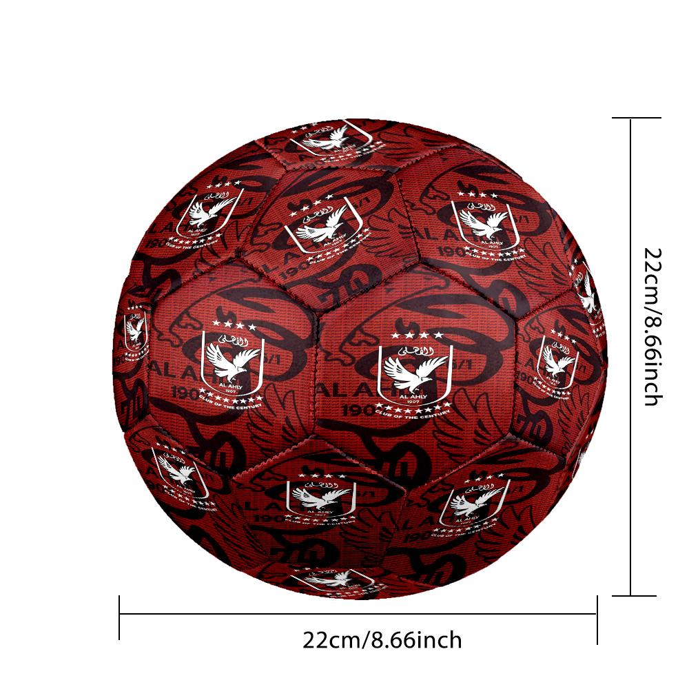 Pallone da Calcio Indoor Al Ahly Misura 5 Colorato Per Tutte le Età Cucito a Macchina PVC Pronto per la Competizione Resistente Alto Rimbalzo