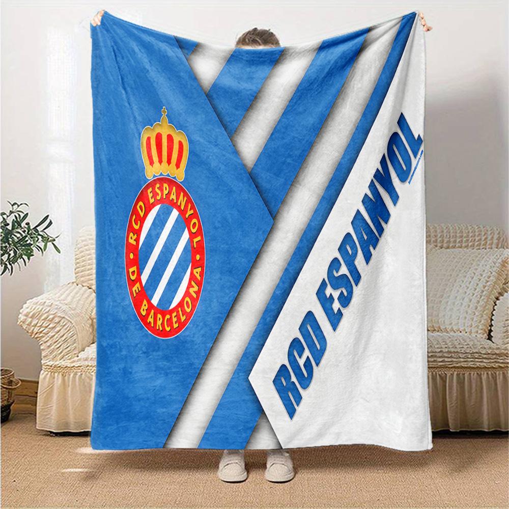 Espanyol Fc Stadium Flannel Blanket, Soft Polyester, Modern Design, All-Season for Camping, Travel, Gifts for holidays or birthdays