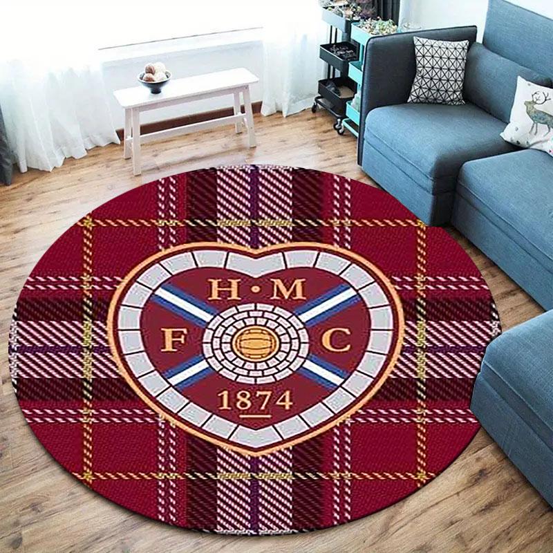 Heart of Midlothian Football Club Round Area Rug,Carpet Rug for Living Room Bedroom Sofa Playroom Decor,Non-slip Floor Mat