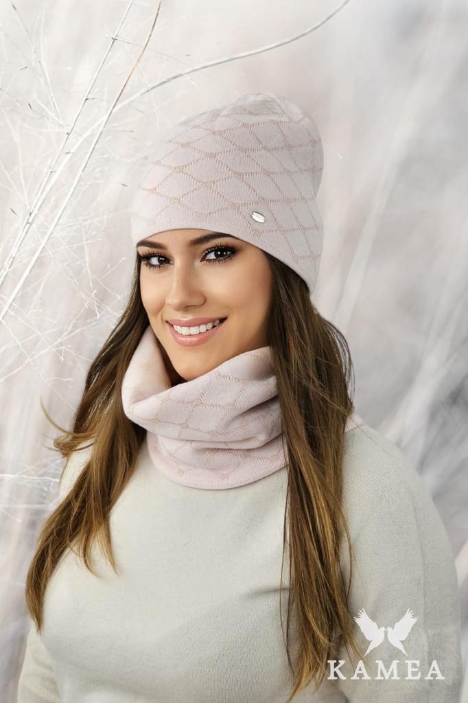 Diamond Set with Cotton Hat and Scarf, Pink Color