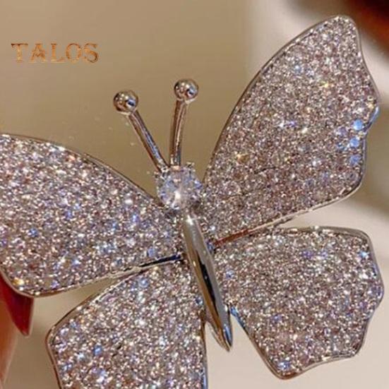 Women Brooch Butterfly Shape Rhinestone Vinatge Anti-slip Bag Coat Collar Hat Scarf Decoration Clothes Pin Party Prom Garment Jewelry