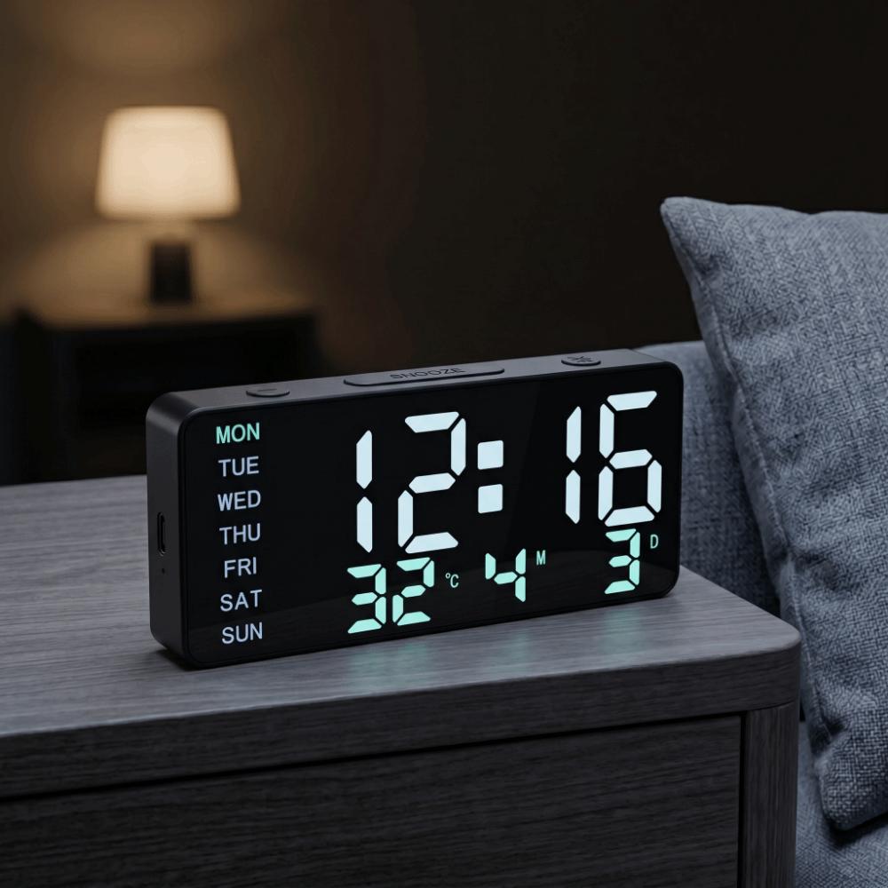 Multifunctional LED Digital Clock Large Screen Date Week Display Timer Desktop Clock Home Decor