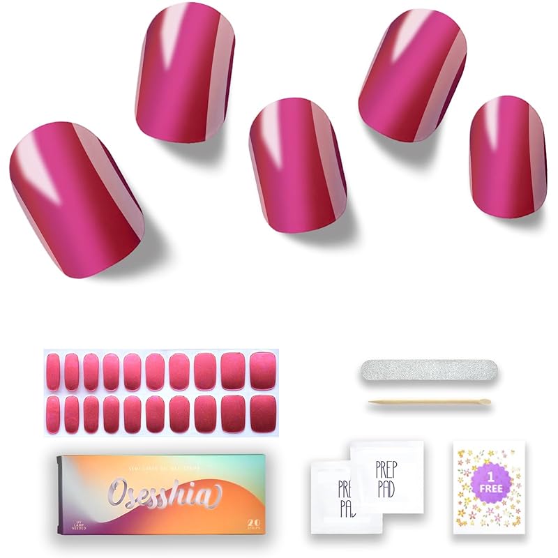 Semi Cured Gel Nail Strips, 20 pcs Nail Wraps, Glaze Gel Nail Stickers, Salon Quality French Manicure, Full Decal Gel Polish Strips, Long Lasting