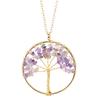 Color Retaining Gold Hand Winding Natural Crystal Gravel Tree Of Life Necklace N104
