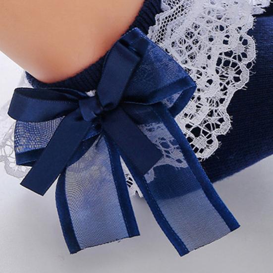 1 Pereche Șosete Bebeluș Respirabile Îngroșate Elasticitate Ridicată Fundiță Dantelă Șosete Bebeluș Fată pentru Bebeluș