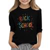 Unisex Casual Back To School Printed Crew Neck Three Quarter Sleeve T-Shirt Comfortable Fit Lightweight Fabric Suitable for Everyday Wear