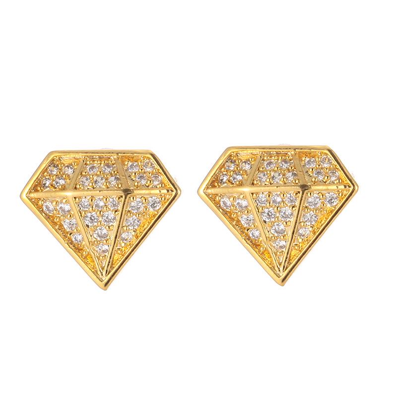 Korean Geometric Diamond Stud Earrings: Minimalist, Elegant Metal Design for Women