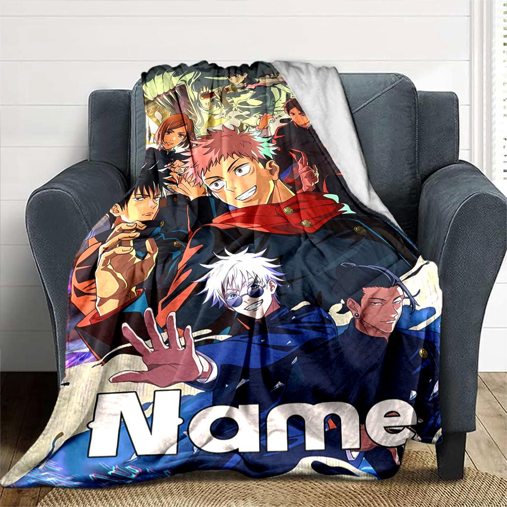 Customiz Name Personality Jujutsu Kaisen Blanket Soft &Warm Sofa Office Bed Travel Lunch Break Blanket, Gift Suitable All Seasons