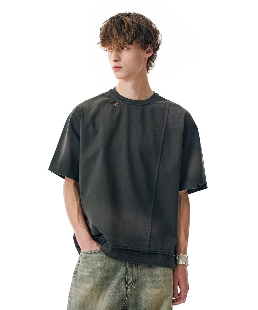 Sekeonmonollogeu Faded Layered Tee [Black]_Sets065Black
