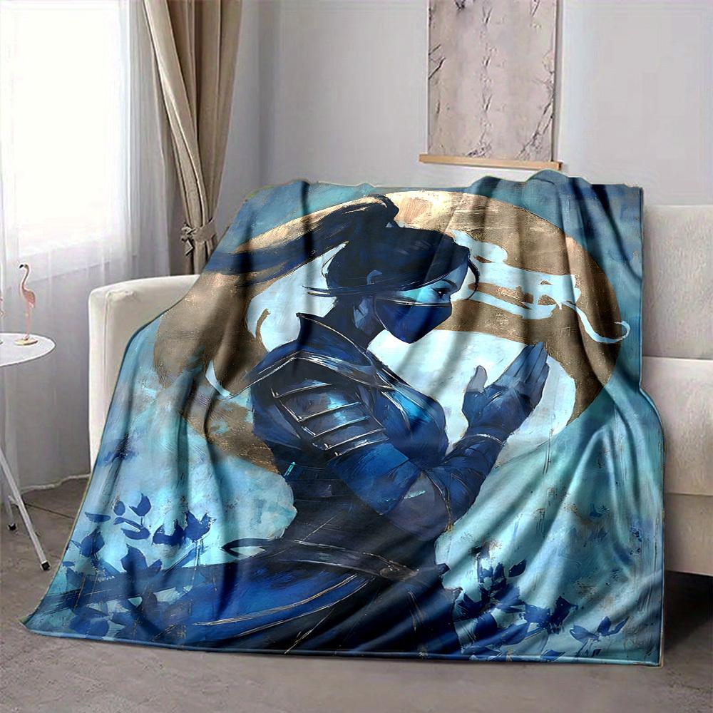 1pc Mortal Kombat Blanket Lightweight Flannel Throw For Sofa, Bed, Travel, Camping, Livingroom, Office, Couch, Chair, And Bed