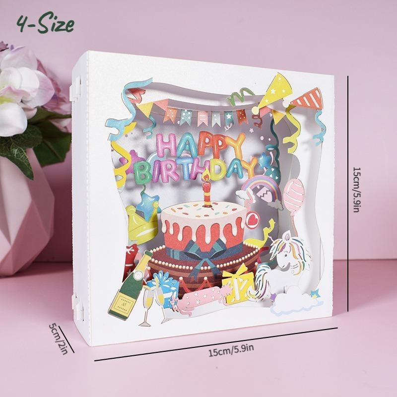

1PC New Creative 3D Personalized Paper Carving Blessing Card Birthday New Year Greeting Card Holiday Supplies. Burgundy
