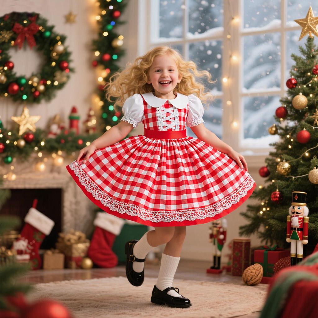 Red & Green Sequin Christmas Dress: Santa Claus Snowflake Costume, Girls' Mesh Princess Dress