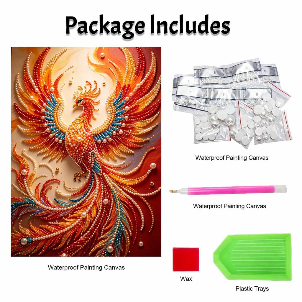 5D DIY Pearl Diamond Painting Kit Mythical Phoenix Full Drill Embroidery Mosaic Art Home Wall Decor Gift