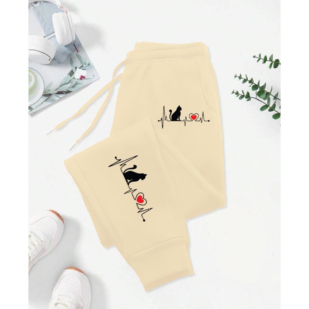 Dog Red Heart Electrocardiogram Printing Printed Woman Pant Street Soft  Sweatpants Sport Fashion Trousers Autumn Pants