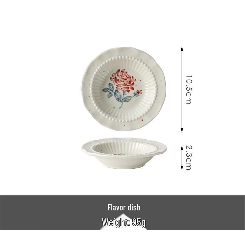 French Retro Rose Garden Embossed Ceramic Dessert Plate