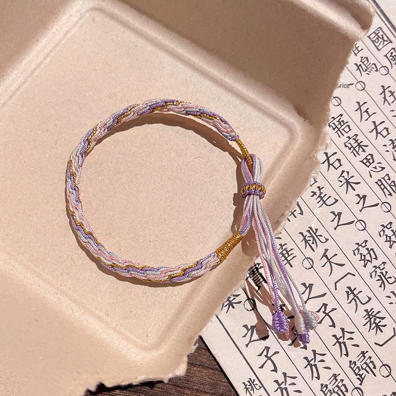 

Браслет-реинкарнация в стиле китайского средневековья «рыбий хвост» — красочный, регулируемый, унисекс, плетеный веревочный дизайн S639 фиолетовый