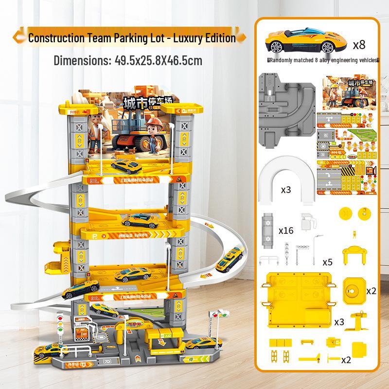 Multifunctional Police Building Blocks Set with Vehicle Launcher and Urban Rail Parking Garage