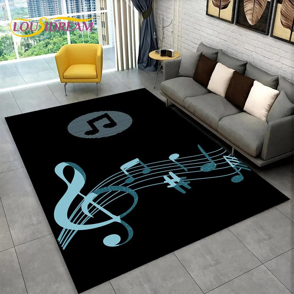 3D Müzik Nota Piyano Sanat Alan Kilim Büyük, Oturma Odası Yatak Odası Kanepe Paspas Dekor için Halı Kilim, Çocuk kaymaz Zemin Mat
