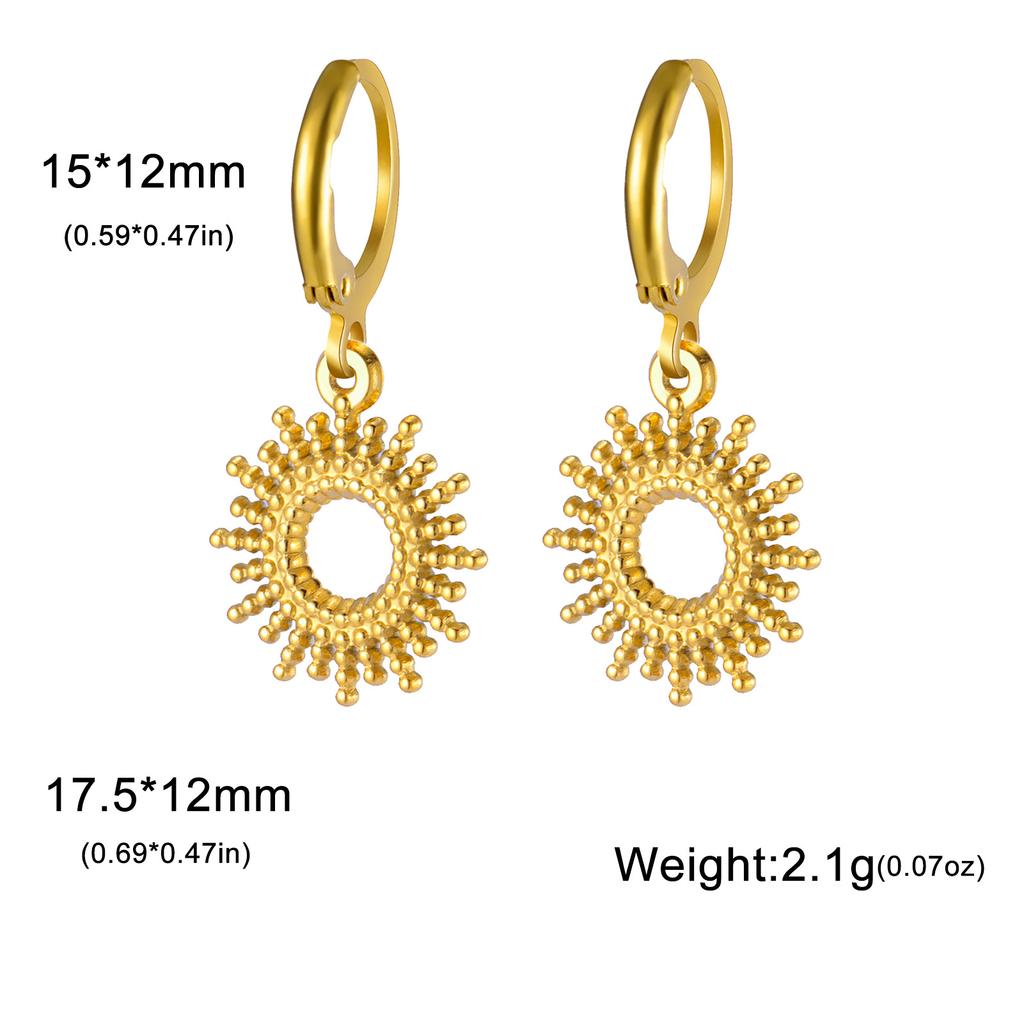 Heart Shaped Starfish Sun Pendant Hoop Earrings For Women Fashion Jewelry Gift