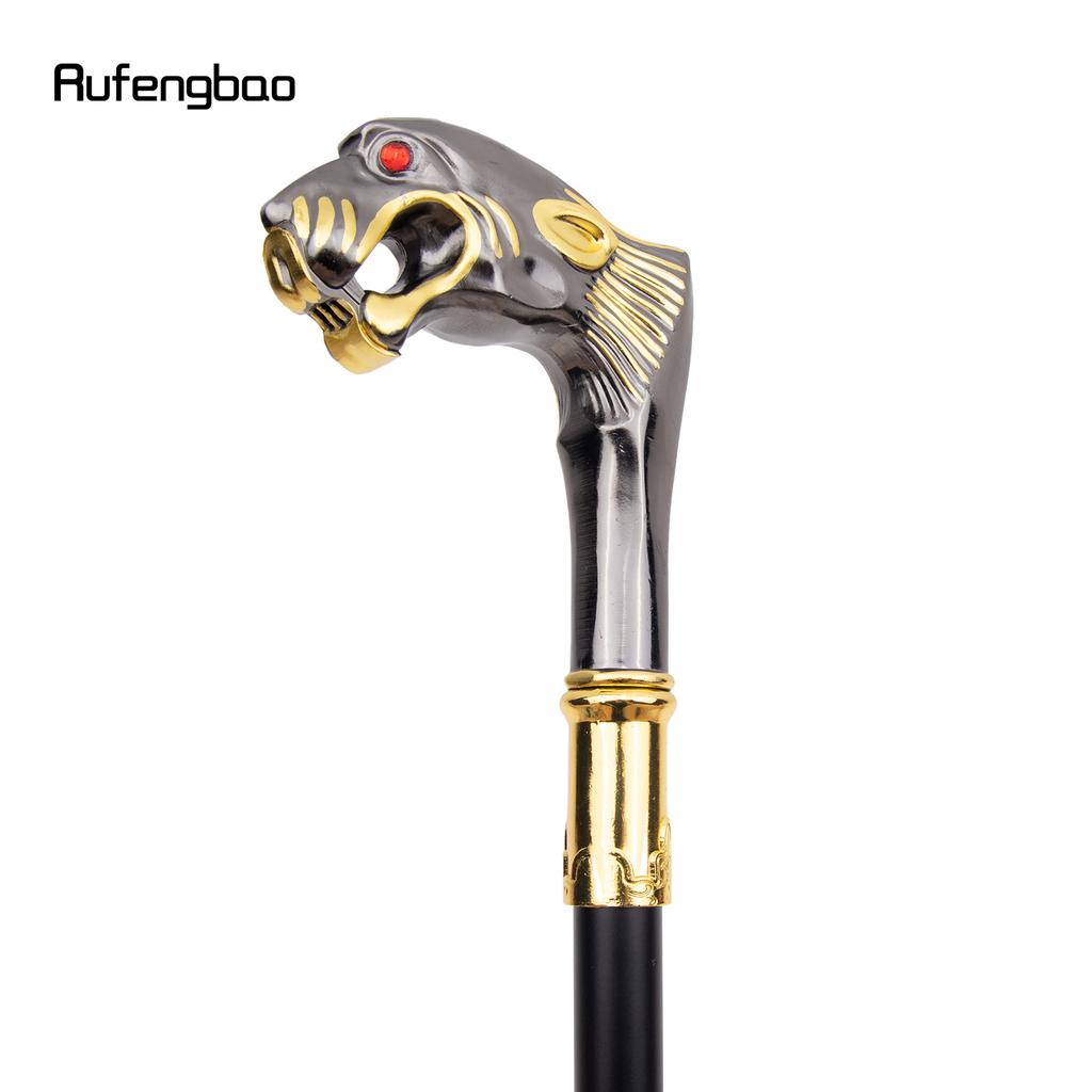 Golden Black Leopard Red Eye Luxury Fashion Cosplay Walking Stick Party Decorative Cane Elegant Crosier Knob Stick 92cm