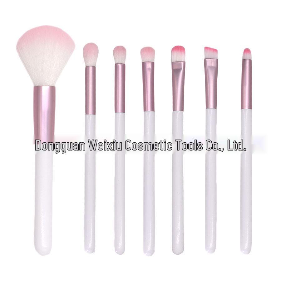 Cai Sen Xiu 7-10 Piece Pink & White Beginners Travel Makeup Brush Set