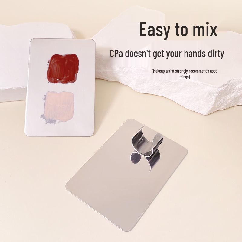 Stainless Steel Makeup Mixing Palette & Spatula Set – Foundation/Concealer Ring.