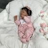 BZDOLL 45cm 18inch Soft Vinyl Baby Reborn Doll Cloth Body Black Skin Girl Realistic Newborn Bebe Art Toy for Kids Christmas Birthday Gift
