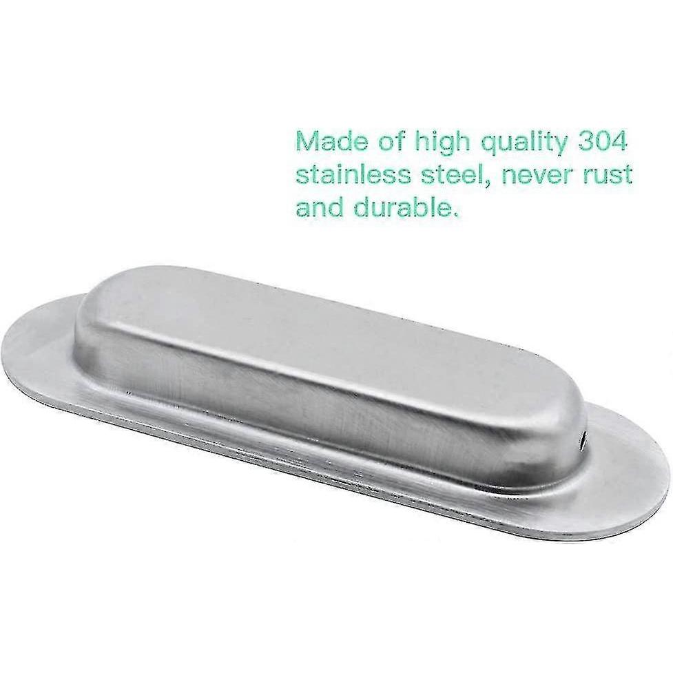 2 maniglie ovali a incasso per porte scorrevoli in acciaio inox spazzolato - 120 x 40 mm - RIpj