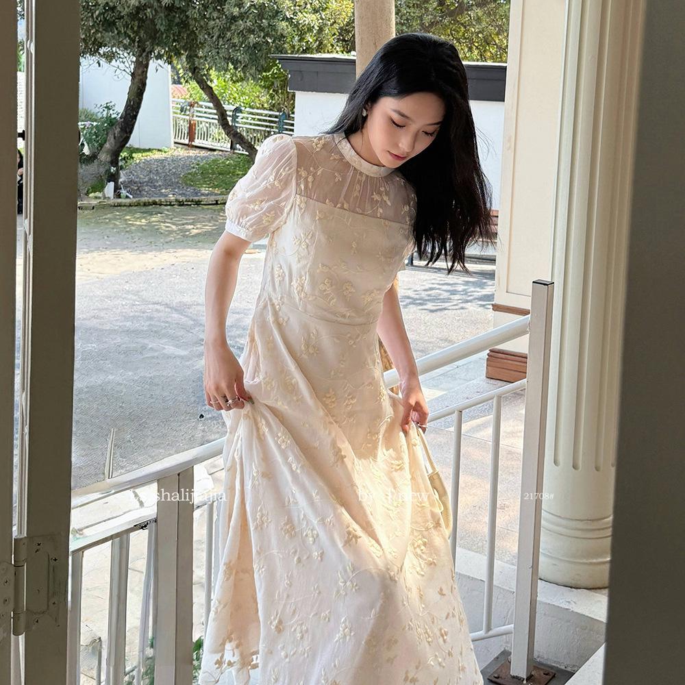 LS French Lace Sweet Slimming Dress - 2025 Summer Women's Fashion #21708