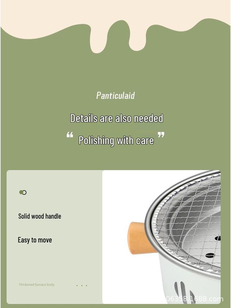 Round Charcoal Grill and Roaster for Outdoor Camping and Home Use