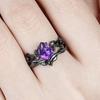 Luxury New Fashion Ring Gun Black Inlaid Purple Diamond Ring European and American Ins Engagement Jewelry Women's Models