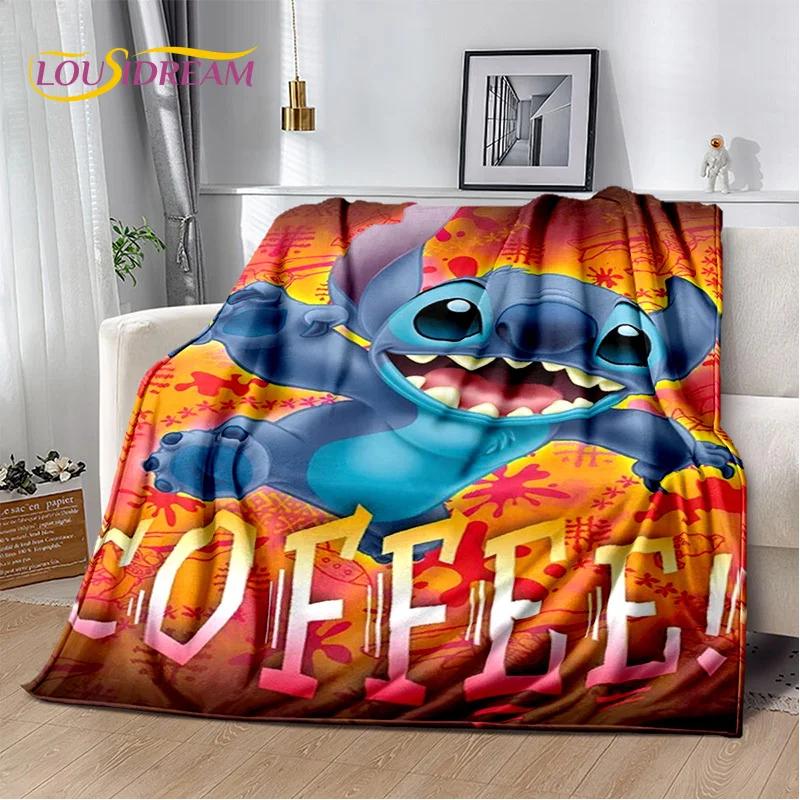 Coperta morbida in flanella con Stitch mostro cartone animato, Coperta da lancio Coperta comoda per picnic Letti Divano Casa Camera da letto Regalo Bambino