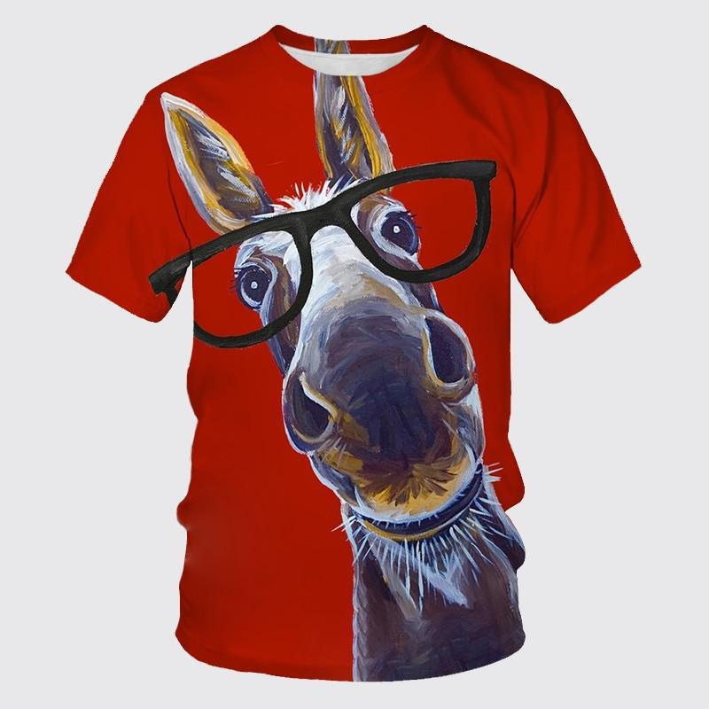 Funny Donkey T-shirt Animal 3D Printing Short Sleeve O-neck For Men's