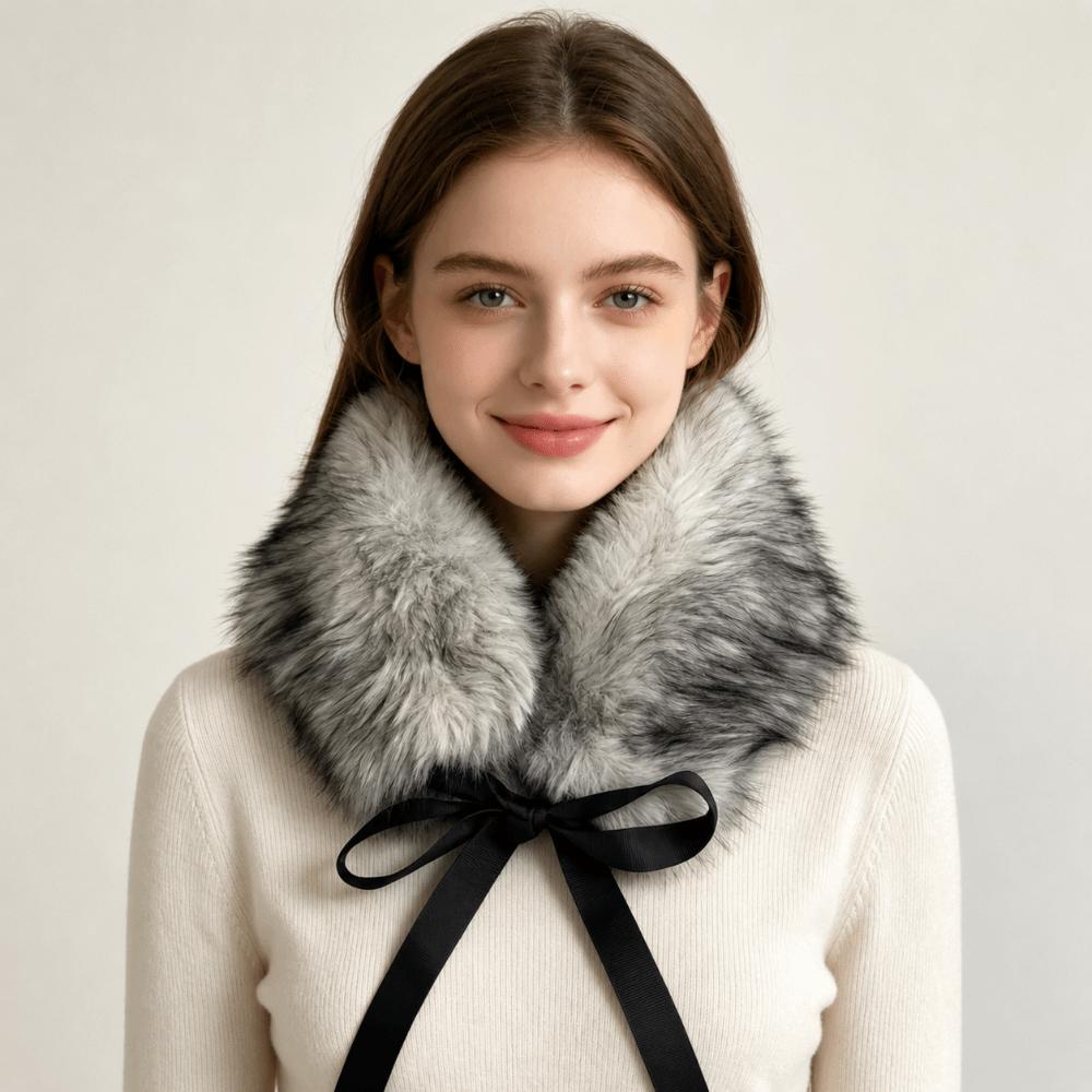 Solid Color Fur Collar Scarf Thicken Neck Warmer Scarf Fluffy Women Scarves Winter