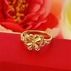 Adjustable Gold Butterfly Flower Ring for Women