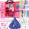 106 Pcs Doll Wardrobe with Clothes and Accessories Set for 30cm Doll, Storage Closet Gown Dresses Shoes Hangers Etc. for Girl Gift Set (NO DOLLS)