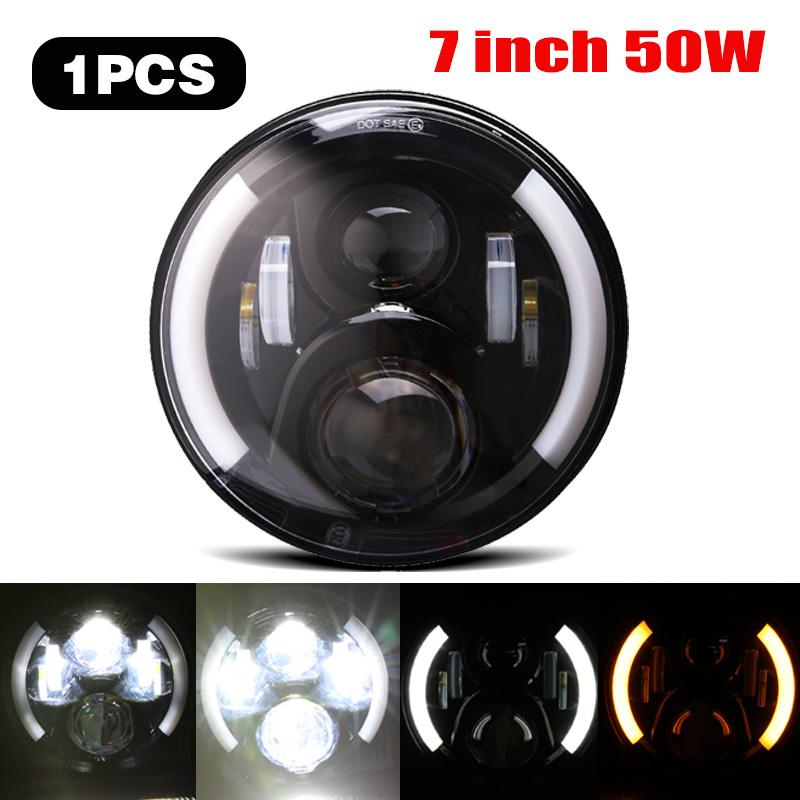 For BMW Harley Softail Cafe Racer Chopper Ural IZH For Honda 7"Led Car Motorcycle Headlight H4 Phare Farol Moto Headlamp