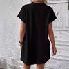2024 Women's Solid Color Round Neck Loose Short Sleeve Pocket Dress - Spring/Summer Collection